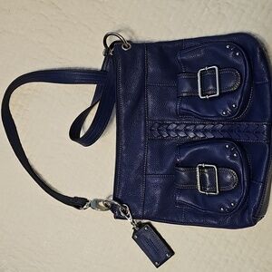 Tignanello Blue Leather Shoulder Bag
